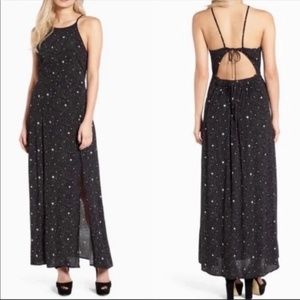 Leith Black and White Galaxy Open Back Maxi Dress